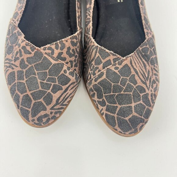 TOMS Womens Julie Leopard Suede Flats Slip On W 7.5 Shoes Black Brown - Picture 5 of 8
